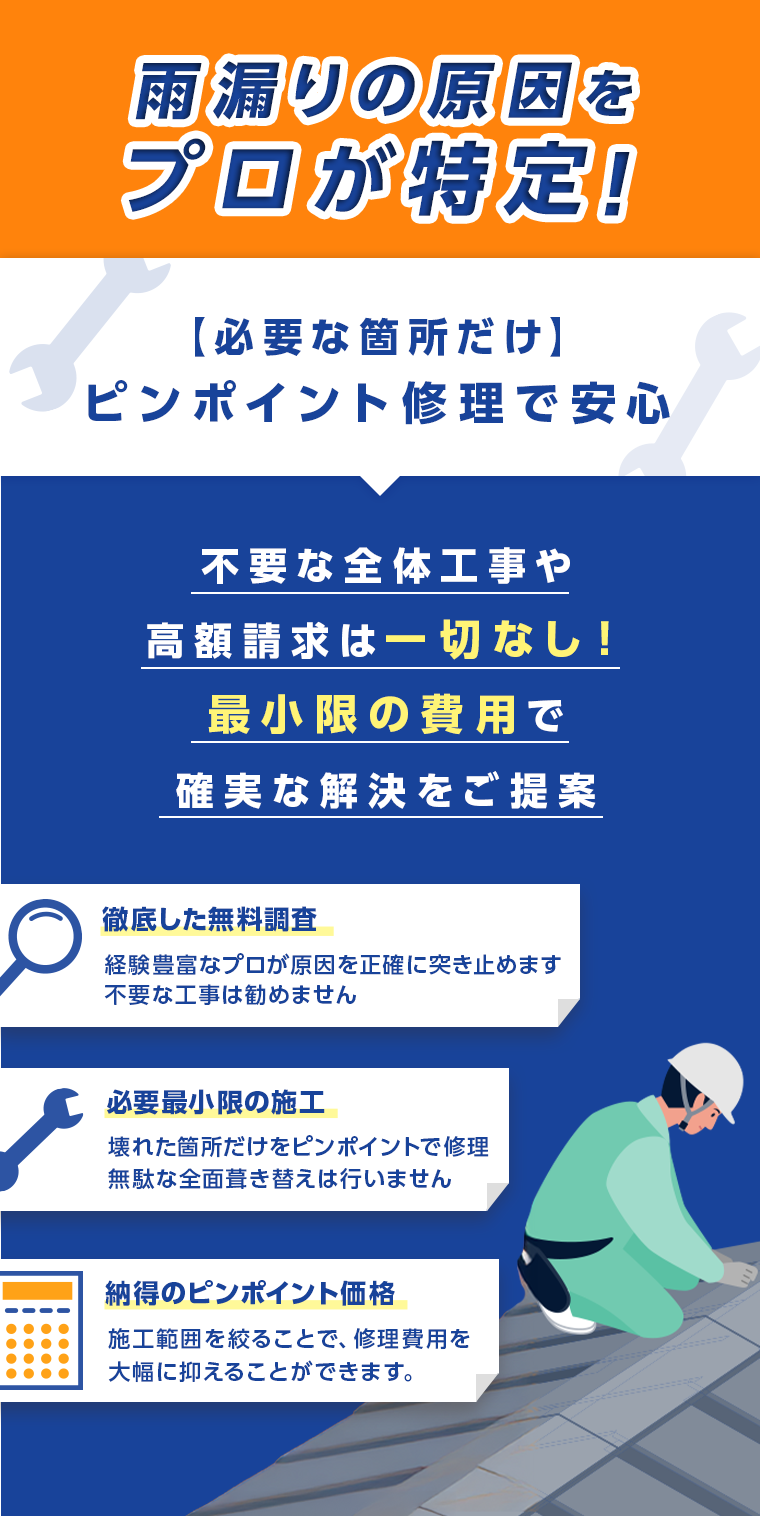 雨漏りの原因をプロが特定！