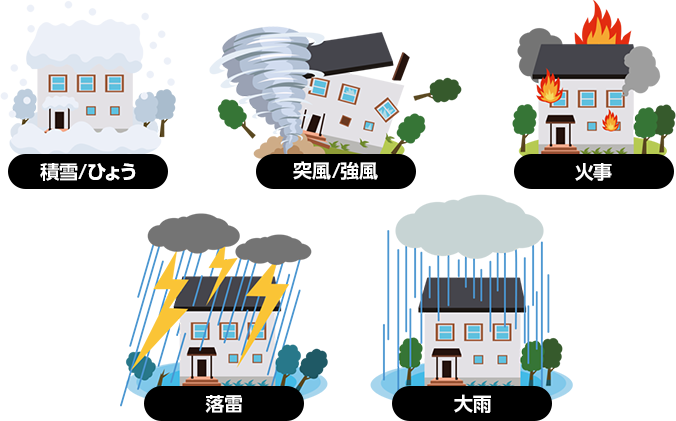 積雪 ひょう 突風 強風 火事 落雷 大雨